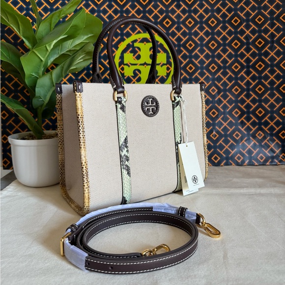 NWT Tory Burch blake canvas embossed small tote 163053 - Picture 3 of 14